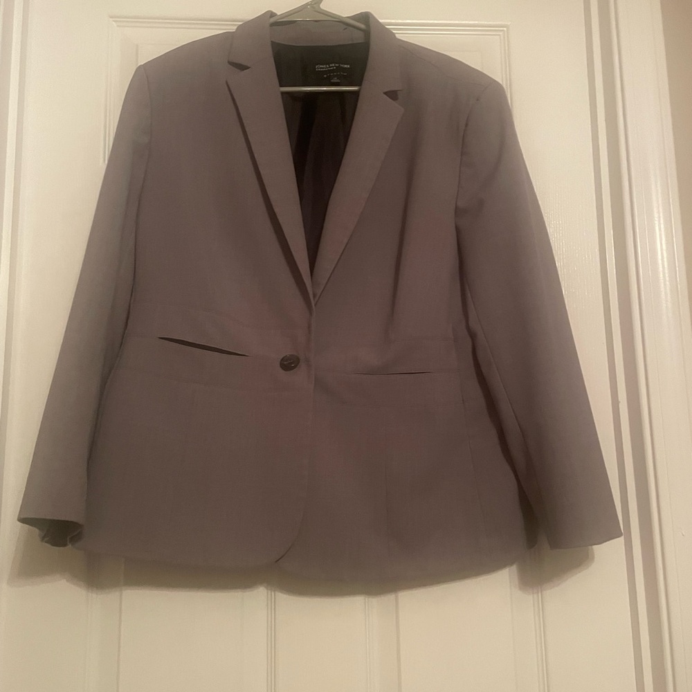 Jones New York Women's Light Gray Single-Button Blazer